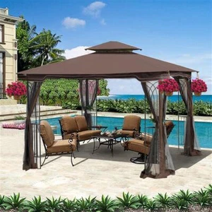 10x10 Outdoor Patio Gazebo Canopy Tent w/Ventilated Double Roof And Mosquito net - Picture 1 of 14