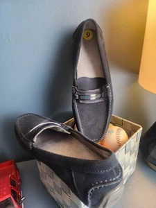 Calvin Klein Navy Blue Suede Slip On Casual Loafers Men's 9 Shoes Pre-owned - Picture 1 of 5