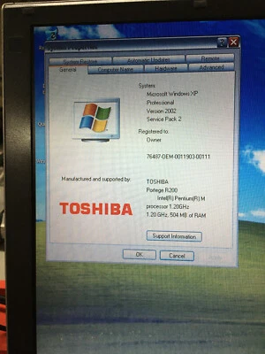 HDD Notebook Pentium M 1.20GHz, 512MB, 60GB TOSHIBA Portege R205-S2062  - Imagem 1 de 4