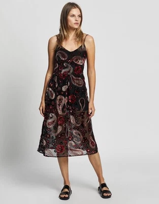 Lenni The Label Firefly Burnout Midi Poly Velvet Dress In Rose Size XS - Image 1 of 4