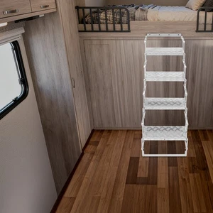 Scala a forbice in lega di alluminio argento pieghevole 2 gradini scala per camper/camper - Foto 1 di 14