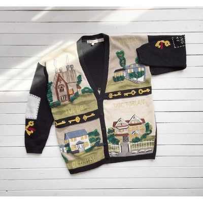 Suéter cárdigan tejido a mano casa arquitecto agente de bienes raíces Lauren Hansen de colección L Foto 1 de 4