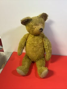 Antiker Teddybär/Knopf Bär Knopf fehlt siehe Bilder bewegliche Arme/Beine/Kopf - Bild 1 von 20