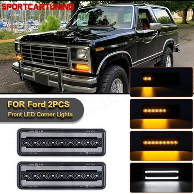 2PCS Bumper LED DRL Signal Lamp For 1980-1986 Ford Bronco F100 F150 F250 F350 - Image 1 of 4