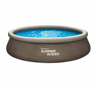Aufstellpool aufblasbarer swimmingpool rund Rattanoptik Ø396cm Summer Waves - Bild 1 von 4