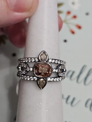 Bomb Party Ring Sz 9 Daylight Dreamscape Smokey Topaz Cz HEMATITE PL RG62735 - Image 1 of 4