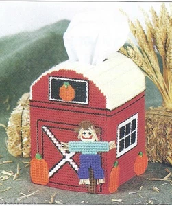 **DOWN ON THE FARM TISSUE COVER PATTERN - PUMPKINS**PLASTIC CANVAS PATTERN** - Picture 1 of 1