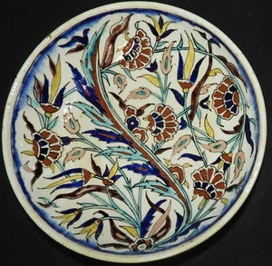Plat ancien, céramique Turque (IZNIK?) 24.5 cm (Bon état) - Picture 1 of 8