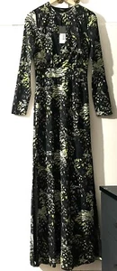BNWT Guess By Marciano Long Tall Maxi Dress Black Green RRP€219 Size 40 UK 8 - Picture 1 of 3