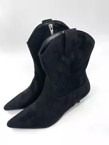 Steven New York Bana Pointed Toe Black Western Stiletto Bootie Size 7M NWT - Picture 1 of 8