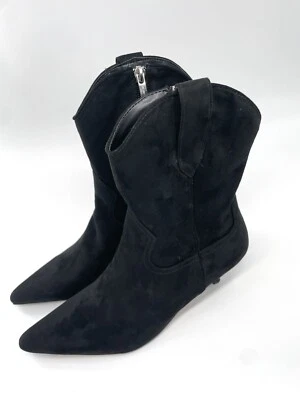 Botín de aguja Steven New York Bana punta negra occidental talla 7M nuevo con etiquetas Foto 1 de 4