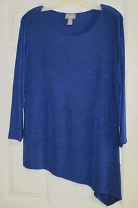 Chico's 2 Travelers Blue Angled Hem Tunic Top Size L (10-12) EXC - Picture 1 of 2