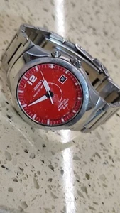 Seiko Indicator Kinetic Men's Wrist Watch 5M42-0G70 Red Dial Not Work - Picture 1 of 8