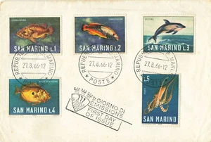 First Day Cover San Marino Fish 27 August 1966 - Picture 1 of 2