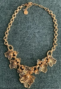 Vintage Dana Buchman Gold Tone Flower Link Necklace 18.5" - Picture 1 of 13
