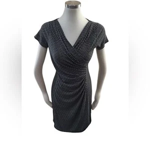 Talbots schwarz weiß geometrisches Faux Wickel Stretch Kleid Top Größe 3X - Bild 1 von 6