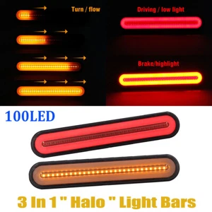 2 x Car Truck 100 LED Neon Halo Ring Tail Brake Light Flowing Turn Signal Lights - Picture 1 of 12