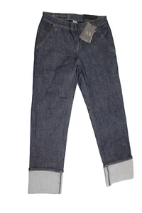 NWT A/X Armani Exchange Womens Dark Jeans Straight Crop Stretch Big Cuff Size 24 - Imagen 1 de 8