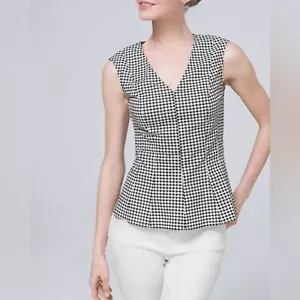 White House Black Market Deliah Gingham Schößchen Top Neu mit Etikett Größe 0 - Bild 1 von 5
