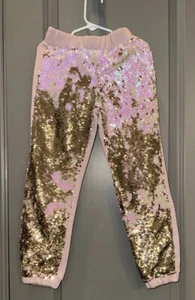 365 Kids Pink Jogger Sweatpants With Mermaid Sequins On Front, 6 - Picture 1 of 4