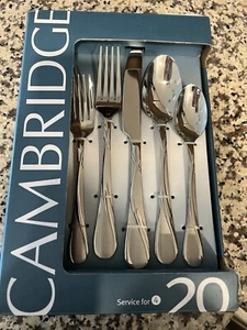 NIB-CAMBRIDGE Stainless Flatware 20 Pcs Service for 4-Rue Sand Pattern-UNOPENED - Picture 1 of 4