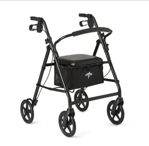 Medline Aluminum Rollator Walker With Seat, Folding With 8 Inch Wheels - Picture 1 of 1
