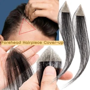 Men Forehead Hairpiece Patch Human Hair Piece Ultra Skin Thin PU Hair Loss Cover - Picture 1 of 35