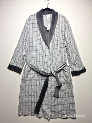 The Company Store Batas de baño y envolturas de ducha unisex grises a cuadros Acogedor lazo cintura Foto 1 de 4