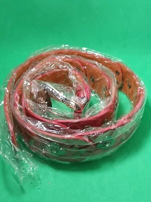 Mujeres Rojo y Latón Color Deco y Piedras Moda Cinturón Hebilla Metal 38"X 1.5" Foto 1 de 4