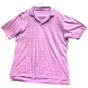 B Draddy Shirt Adult Large Purplish Pink Striped HCC Golfing Golf Polo Mens - Picture 1 of 8