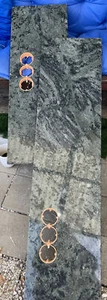 Naturstein Granitplatten L 120 X 30 cm x 2 cm grau/grün/schwarz mit Ausschnii - Bild 1 von 1