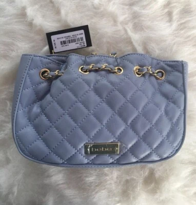 bebe Chelsea Crossbody Handbag Hobo Quilted Chain Pouch Purse Cloud Blue RGT 🌹 - Image 1 of 4