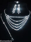 Stunning-New Diamante Necklace & Earring 4 PIECE SET- Prom,wedding,costu *ACR12*