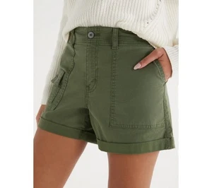 Time and Tru Women's Utility Cuff Shorts, 4" Inseam Size 6 Sea Turtle Green - Picture 1 of 8