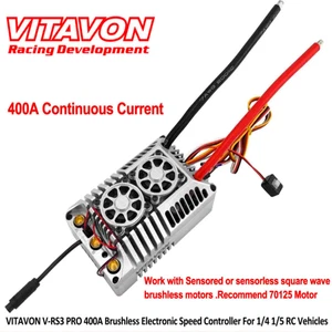 VITAVON Waterproof Brushless ESC V-RS3 PRO 400A 6-12S For RC 1/5 Car US Silver - Picture 1 of 10