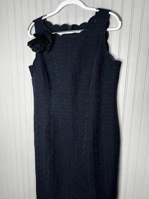 Talbots Dress Womens 12 Sheath Sleeveless Scalloped Floral Trim RSVP Elegant NWT - Image 1 of 4