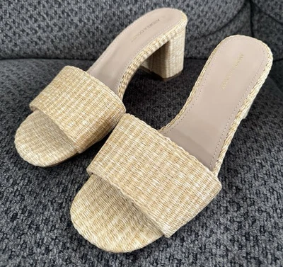 Andrea Gomez Claudia Natural Raffia Mule Size 37 US 7 Retail $300 *CURRENT Style - Image 1 of 4