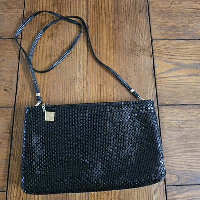 Cartera vintage Whiting And Davis malla metálica negra cremallera años 80 bruja gótica  Foto 1 de 4