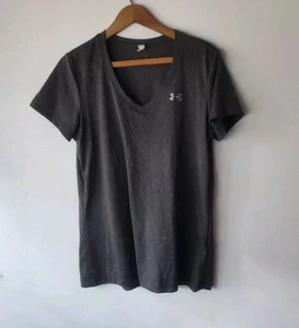 Under Armour Heatgear Loose Fit Tee Damen Medium Dunkelgrau Kurzarm V-Ausschnitt - Bild 1 von 7