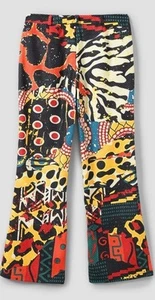 Damen Jeans Vintage künstlerischer Druck afrikanischer Stil weites Bein Hose - Bild 1 von 11
