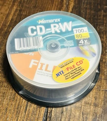 全新 Memorex CD-RW 25 包 可录制 可重写 80 分钟 700MB 4x 多速 — 第 1/2 张图片