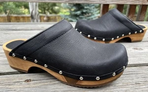 Zueco mula de madera de cuero negro Sanita Yanini 39 EE. UU. 8 para mujer - Imagen 1 de 13