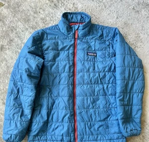 PATAGONIA Down Kid sz M 10 Blue Nano Square Quilted Puff Jacket - VG - Picture 1 of 10