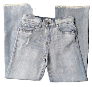 Levi's Wide Leg High Rise Light Wash Raw Hem Jeans Size 12 Adjustable - Picture 1 of 12