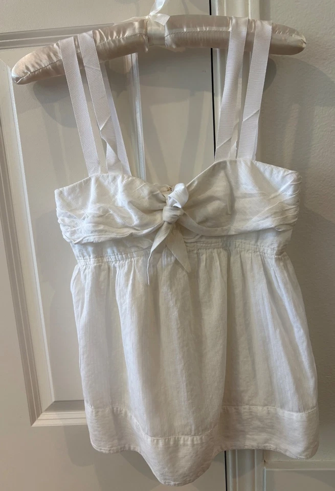 Camisola para mujer Marc By Marc Jacobs blanca de algodón forrada con lazo talla 0 Foto 1 de 4