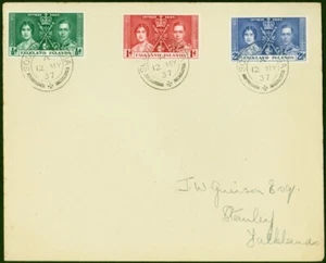 Falkland Is 1937 Coronation Set on 1st Day Cover 'South Georgia A 12 MY 37' C... - Picture 1 of 1
