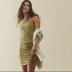 Free People One Kayla Thermal Mini Dress Olive Green XS Nwot - Picture 1 of 7
