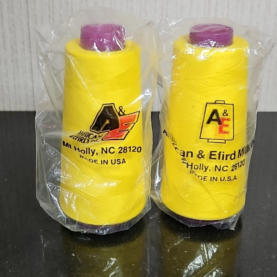 American & Efird Thread Lot Canary Yellow 2 @ 3000 Yard Spools Perma Polyester - Image 1 of 4
