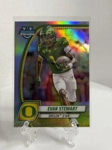 2024 Bowman Chrome University Evan Stewart Refractor Oregon Ducks SP SILVER! - Picture 1 of 2