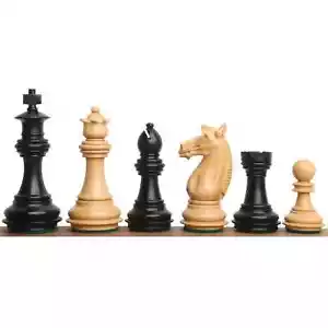 3.4" Meghdoot Series Staunton Chess Pieces Only set - Weighted Ebonised Boxwood - Picture 1 of 7